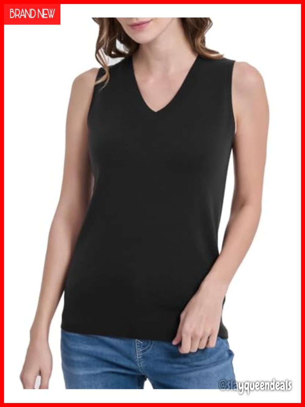 100% Merino Wool Sweater Tank Top Sleeveless V-Neck Business Casual